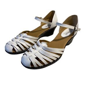 SOFTSPOTS Womens Tatianna White Leather Closed Toes Casual Slide Sandals Size 11